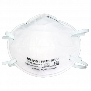 Полумаска фильтрующая для защиты от аэрозолей, чашеобразная, без клапана выдоха, ВМ 8101 FFP1 NR D