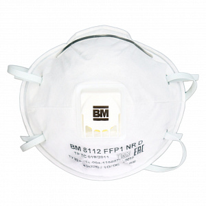 Полумаска фильтрующая для защиты от аэрозолей, чашеобразная, с клапаном выдоха, ВМ 8112 FFP1 NR D