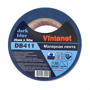 Малярная лента для большинства поверхностей Vintanet DarkBlue DB411, 36мм х 50м