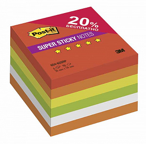 Стикеры суперклейкие Post-it® "Огонь" Плюс, 5 цветов, 76 х 76 мм, набор из 6 блоков по 90 листов