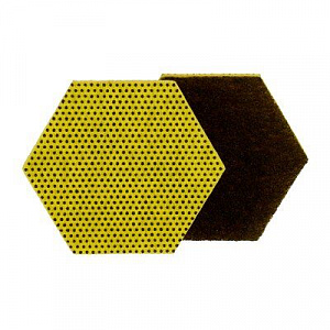 Губка шестигранная чистящая, двойного назначения, зелено-желтая, 147 х 127 мм, 15 шт/кор.