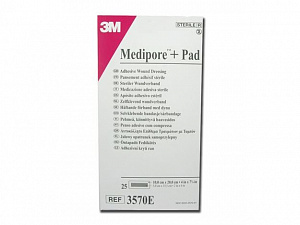 Раневая повязка  3М Medipore™ + Pad 10 х 20 см, прокладка 5 х 15,5 см 25 шт/кор 3570E