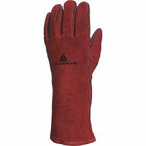 Перчатки-краги сварщика, жаропрочные CA615K, из кожевенного спилка, размер 10, красные